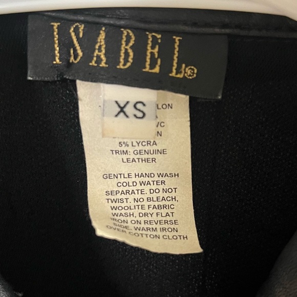 Vintage Isabel Sheer Leather Trim Button Up Collared Glam Y2K Blouse Women’s XS - Picture 4 of 10